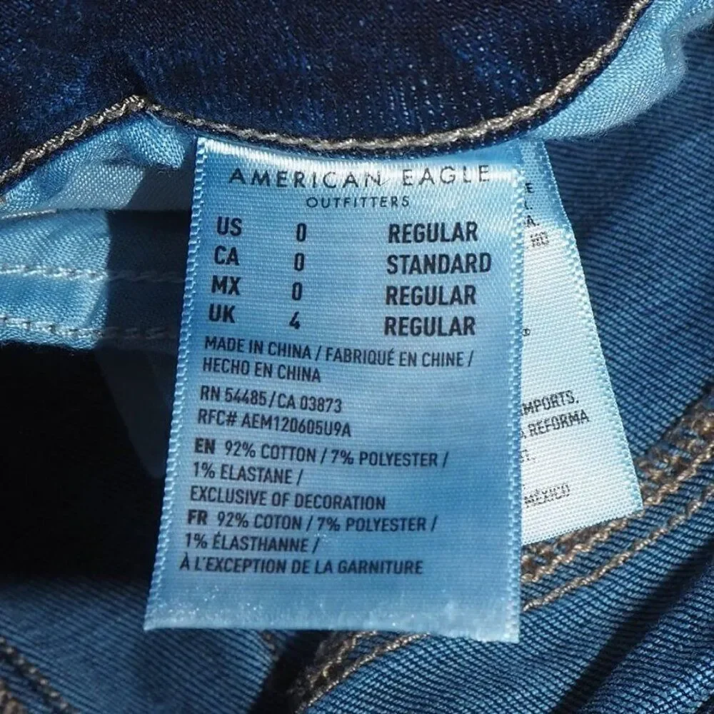 American Eagle Super Stretch Distressed Medium‎ Wash Jegging Jeans Juniors 00